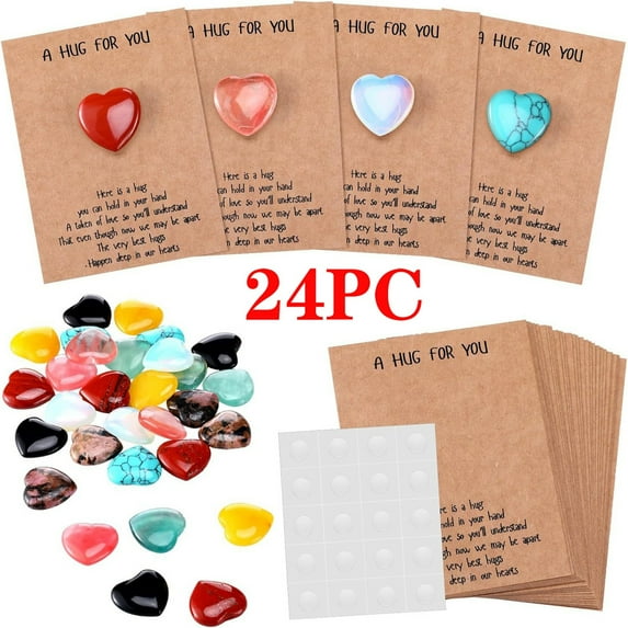 ZLKMQM Valentines Day Gifts for Kids - 24 Pack Valentines Cards with Heart Shaped Stones for Boys Girls Teens Valentines Gift Exchange Gifts Classroom School Valentines Day Party Favors