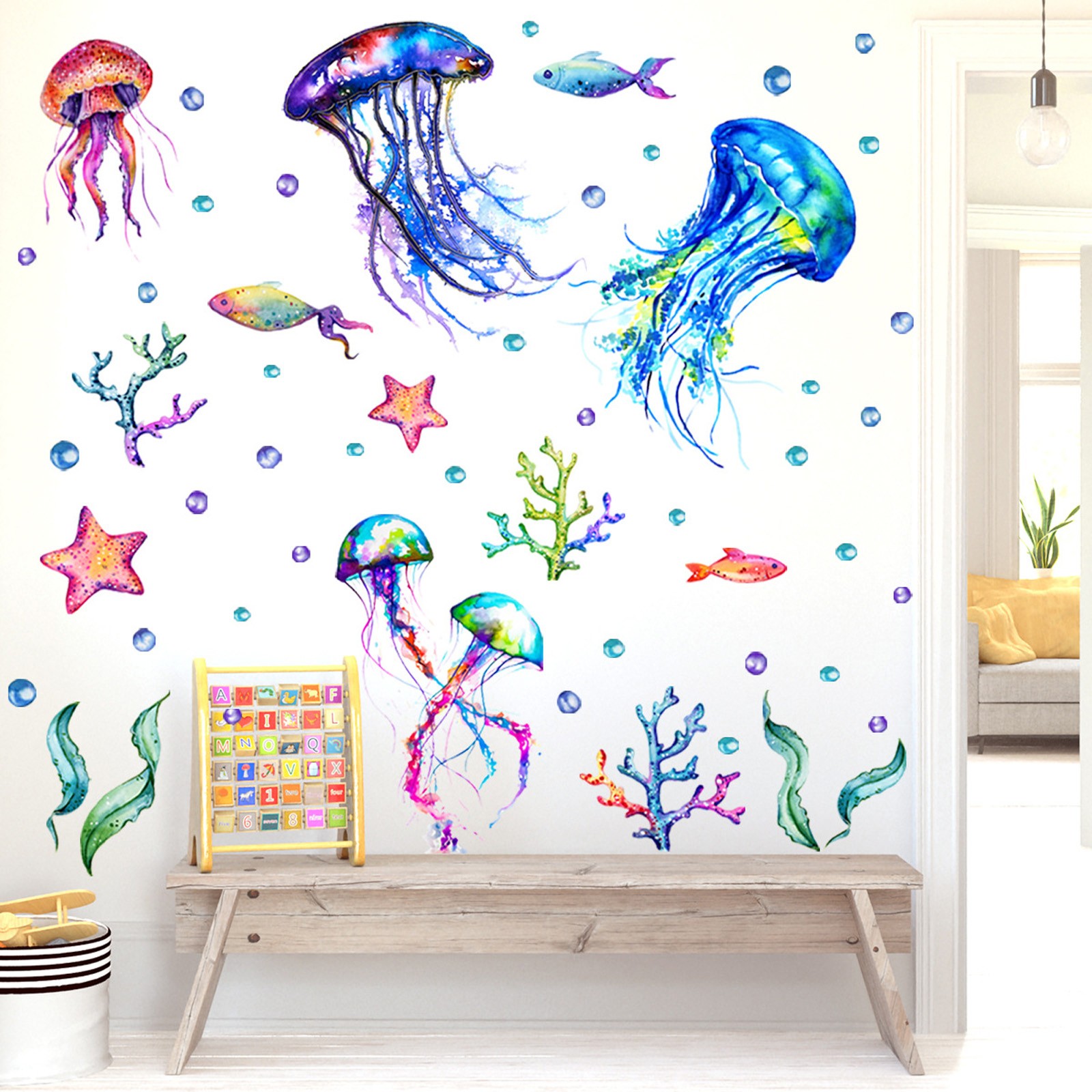 ZLLDECOR Underwater World Cartoon Animals Wall Stickers For Room Living ...