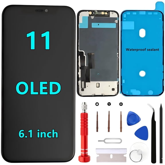 ZLMYJPMLJ OLED for iPhone 11 Screen Replacement Kit [OLED,NOT LCD] 6.1'' Full HD Display 3D Touch Digitizer Assembly A2111 A2223 A2221 with Repair Tools and Waterproof sealant