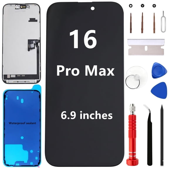 ZLMYJPMLJ for iPhone 16 Pro Max Screen Replacement Kit 6.9'' Full HD LCD Display 3D Touch Digitizer Assembly Includes Repair Tools and Waterproof sealant (Compatible with A3084, A3295,A3296,A3297)
