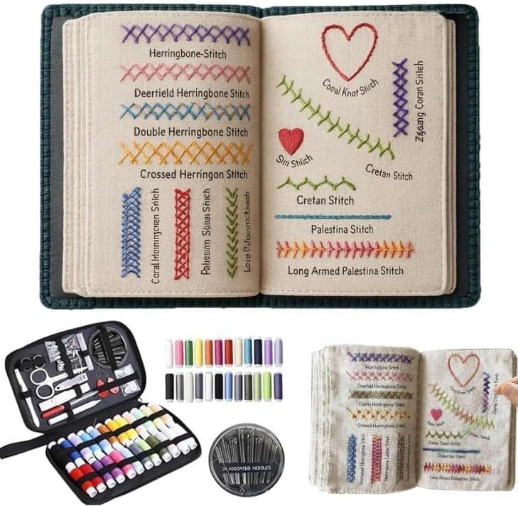 ZLNDR 2026 Upgraded Embroidery Stitch Book Kit, 106 Patterns with Tools & Tutorials, 86 PCS Beginner Embroidery Kit, Portable All-in-One Hand Embroidery Book for Adults & DIY Craft Lovers