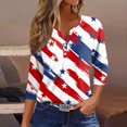 thumbnail image 1 of ZLOVHE American Flag Shirts for Women Fashion 3/4 Sleeve Womens Tops Cute Star Stripes Printed Button V Neck Trendy Casual Outfits, 1 of 5