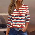 thumbnail image 1 of ZLOVHE Fourth Of July Shirts for Women Plus Size 3/4 Sleeve Womens Tops Cute Print V Neck Blouses Dressy Casual Button Independence Day Outfits for Women, 1 of 5