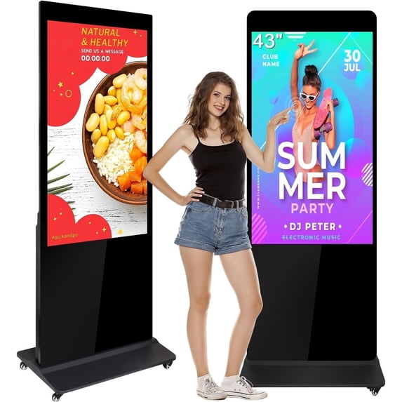 RDYMONKEY 43" Floor Standing Digital Signage Kiosk - FHD IPS Touch Screen, Android 11 OS, Commercial Advertising Display with Logo Customization
