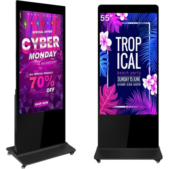 RDYMONKEY 55" Floor Standing Digital Kiosk - 4K UHD Android 11 Display, 24/7 Public-Safe, Custom Logo + 4YR Warranty