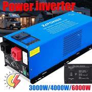 ZLPOWER 6000W 24V Pure Sine Wave Inverter Charger - 18000W Peak, 120V/240V Split Phase Output with 90A Battery Charger, LCD Display, Low Frequency for Home RV Boat Off-Grid Solar System