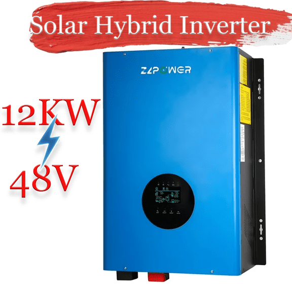 ‌ZLPOWER 12000W 48V Hybrid Solar Inverter, 36000W Peak, 120/240V Split Phase Pure Sine Wave, UL1741 Certified, Built-in 2 MPPT, Low Frequency Off-Grid Inverter for Home/Business
