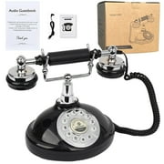 RDYMONKEY Retro Audio Guest Book Phone - Record Custom Voice Messages for Wedding, Birthday, Graduation Party | 8GB Storage, USB Sync, Battery Included (Black)