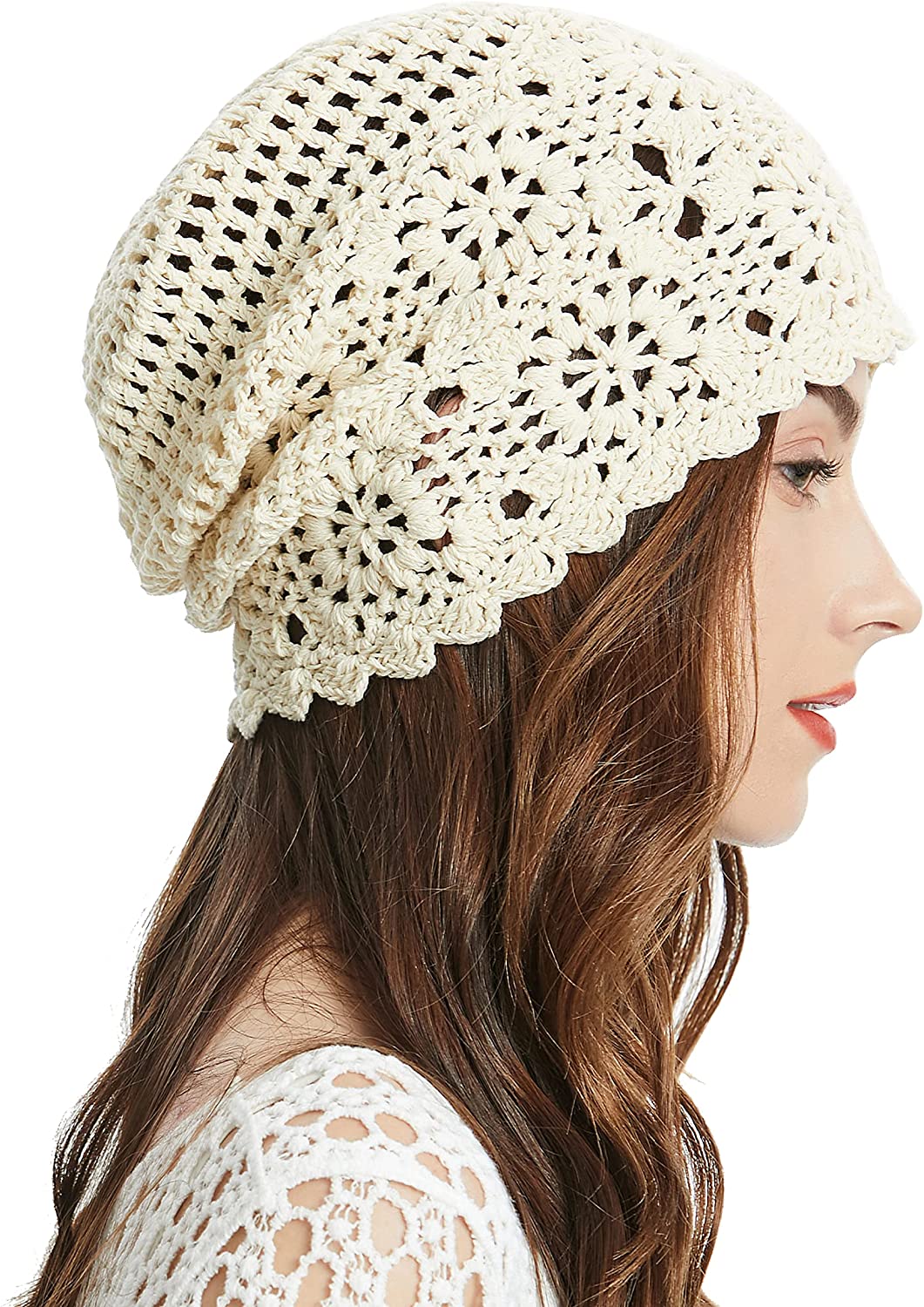 Women’s Crochet Slouchy Beanie Hat With Tassel – Chunky Knit Textured Skull Cap For Fall & Spring