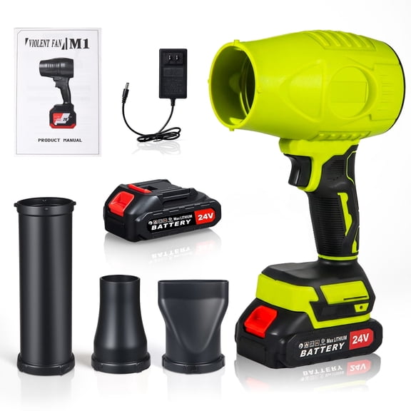 ZLieatmp Blower Rechargeable Cordless Leaf Dust Air Blaster 11,000 RPM with 2 Battery and Charger for Lawn, Patio, Car