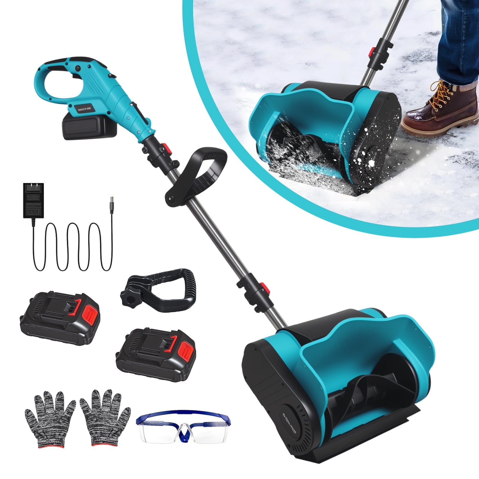 ZLieatmp Cordless Snow Shovel, 21V Electric Snow Thrower,10 inchSnow Shovel,with 2 batteries