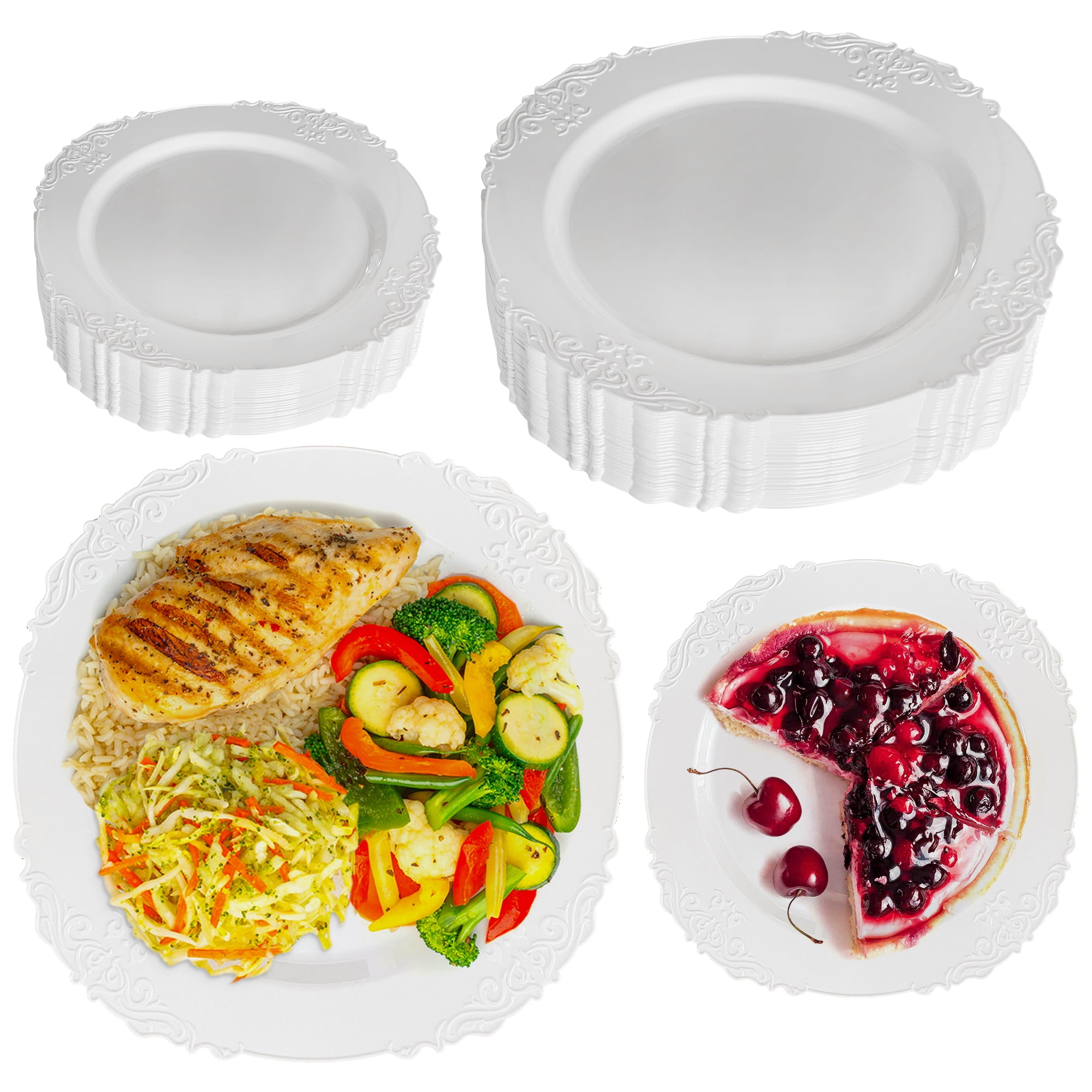 ZLion 60pcs Disposable Plates for Party, 30 Pcs 10.25" and 30 Pcs 7
