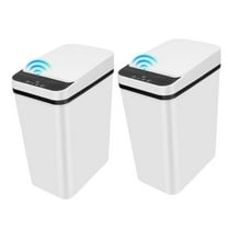 ZM 2 Pack Bathroom Trash can,Smart Touchless Trash Can,Automatic Motion Sensor Trash Bin with Lid,2.4 Gallon Garbage Can, Kitchen, Bathroom, Office, Bedroom Trash can (White White)
