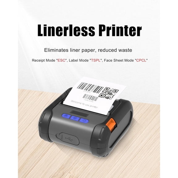 ZM04WD Label Maker linerless Printing Without Backing Paper, Receipt Print & Label Print Two-in-One 58mm/80mm Bluetooth Printer,Mini Wireless Use for Android/Win/Linux