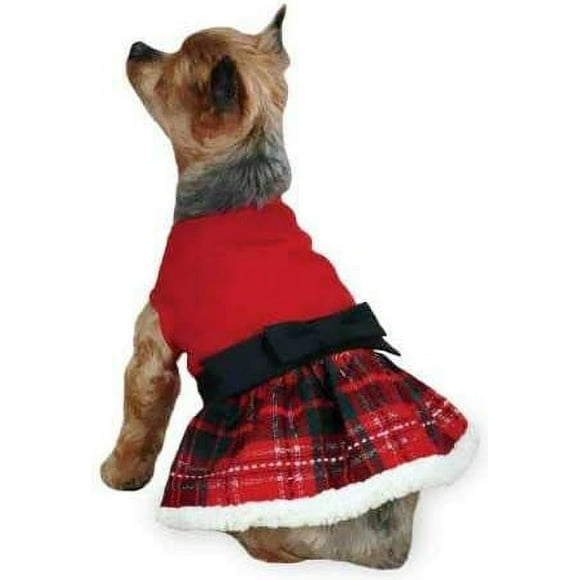 ZM2915 16 83 Yuletide Tartan Party Dress for Dogs, Medium, Red
