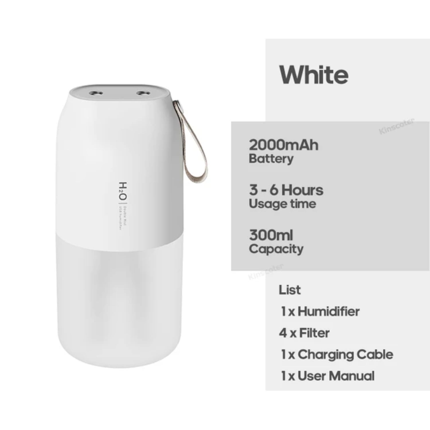 ZMG 2025 2 Spout Air Humidifier 2000mAh Ultrasonic Cool Mist Humidifier ...
