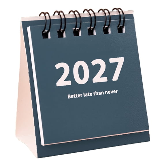 ZMGEJPW 2027 Compact Desktop Date Calendar,Mini Desk Calendar with Writable Paper Pages,Standing Flip Small Desk Calendar for Write,Short Notes And Daily Tasks,Home Office Supplies(Blue)