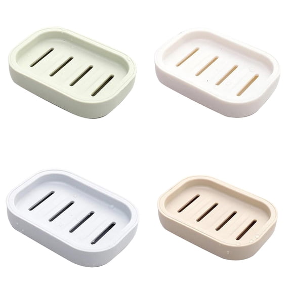 ZMGEJPW 4Pcs Double Layer Draining Plastic Soap Dish, Plastic Bar Soap Holder, Suitable for Shower, Bathroom, Kitchen, Portable for Home, Travel & Daily Use