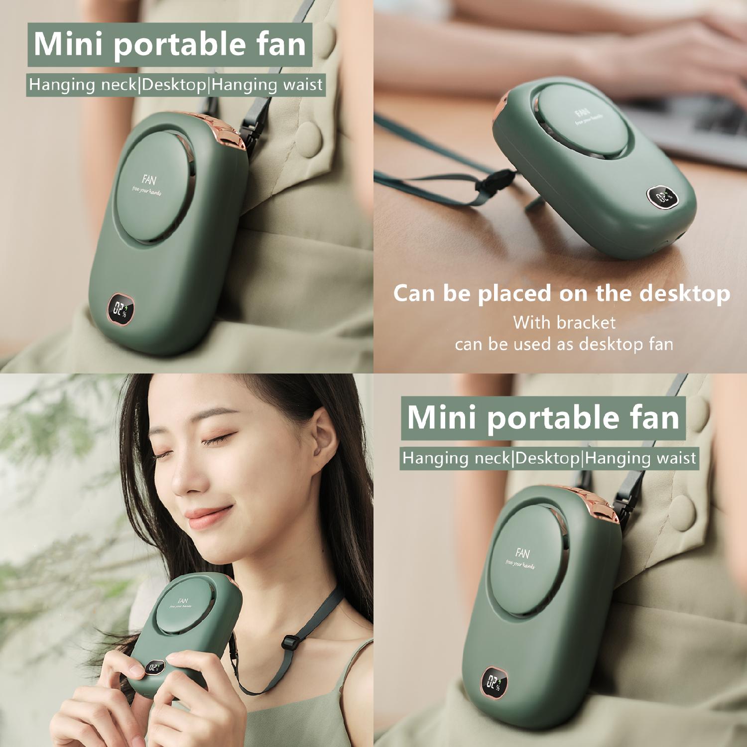 ZMGJP Fashion New Portable Hanging Neck Fan  Mini Cooling Waist Fans  USB Rechargeable Bladeless Fans 2000mAh Outdoor Personal Ventilador