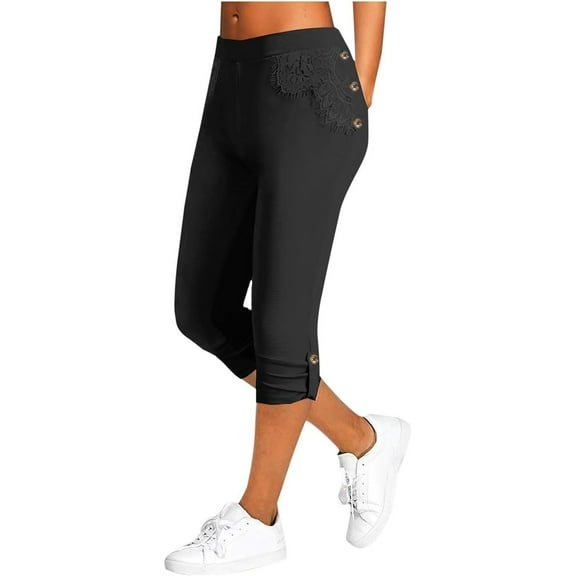 Women's Pants Casual Capris for High Waist Stretch Leggings Slim Fitting Yoga Athletic Exercise Workout Capris 01 Trousers