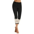 thumbnail image 1 of Womens Pants Dressy Casual Cropped Denim Cropped Jeans Lace Elastic Summer Trousers, 1 of 4