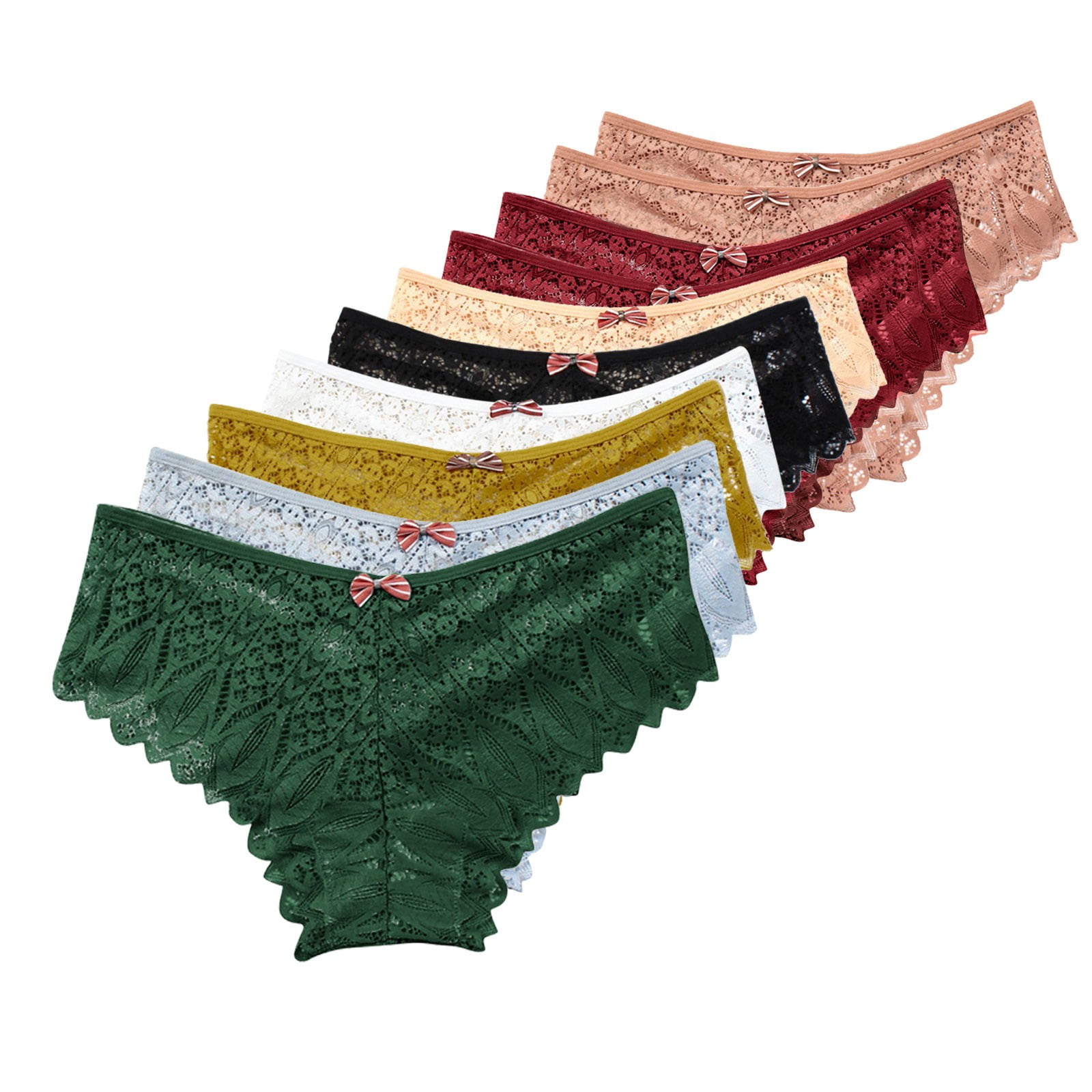 ZMHEGW 12 Packs Womens Underwear Tummy Control Crochet Lace Lace Up Panty  Hollow Out Panties 