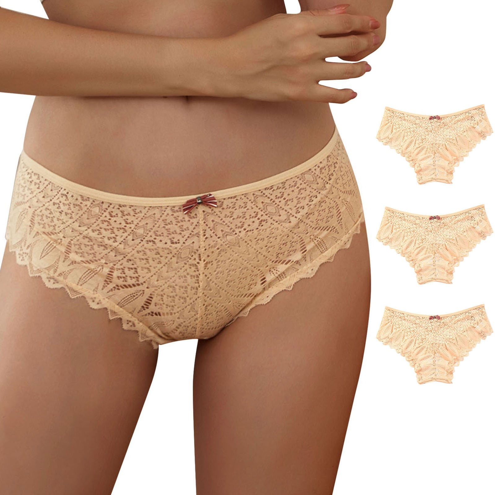 ZMHEGW Womens Underwear Seamless Crochet Lace Lace Up Panty Hollow