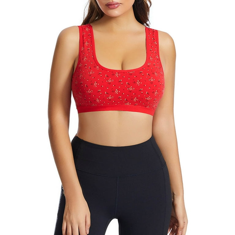 ZMHEGW Adjustable High Impact Sports Bras for Women Wire-Free Compression  Tops Solid Print Red Xxl