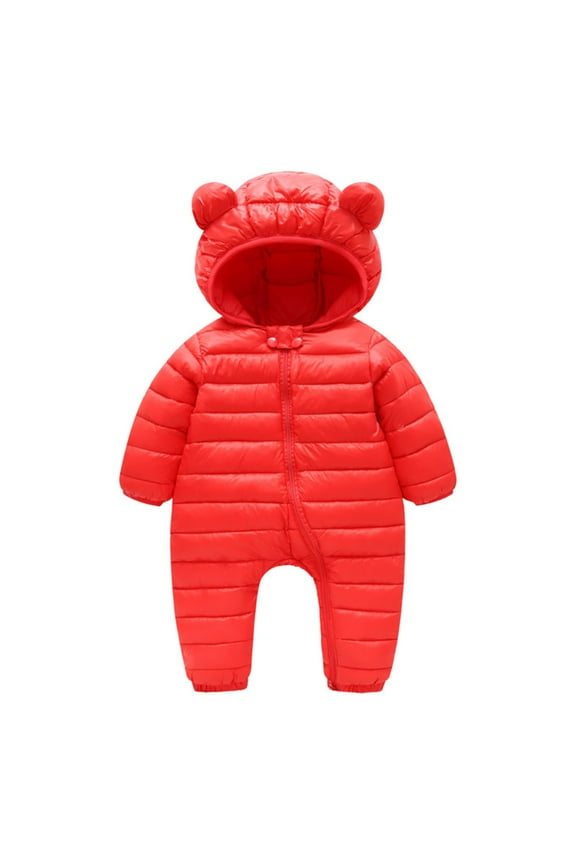 ZMHEGW Baby Girls Jacket Boys Winter Warm Snowsuit Bear Ears Hooded Jumpsuit Down Coat Romper Padded Outwear Outwear Clothes 6-12 Months