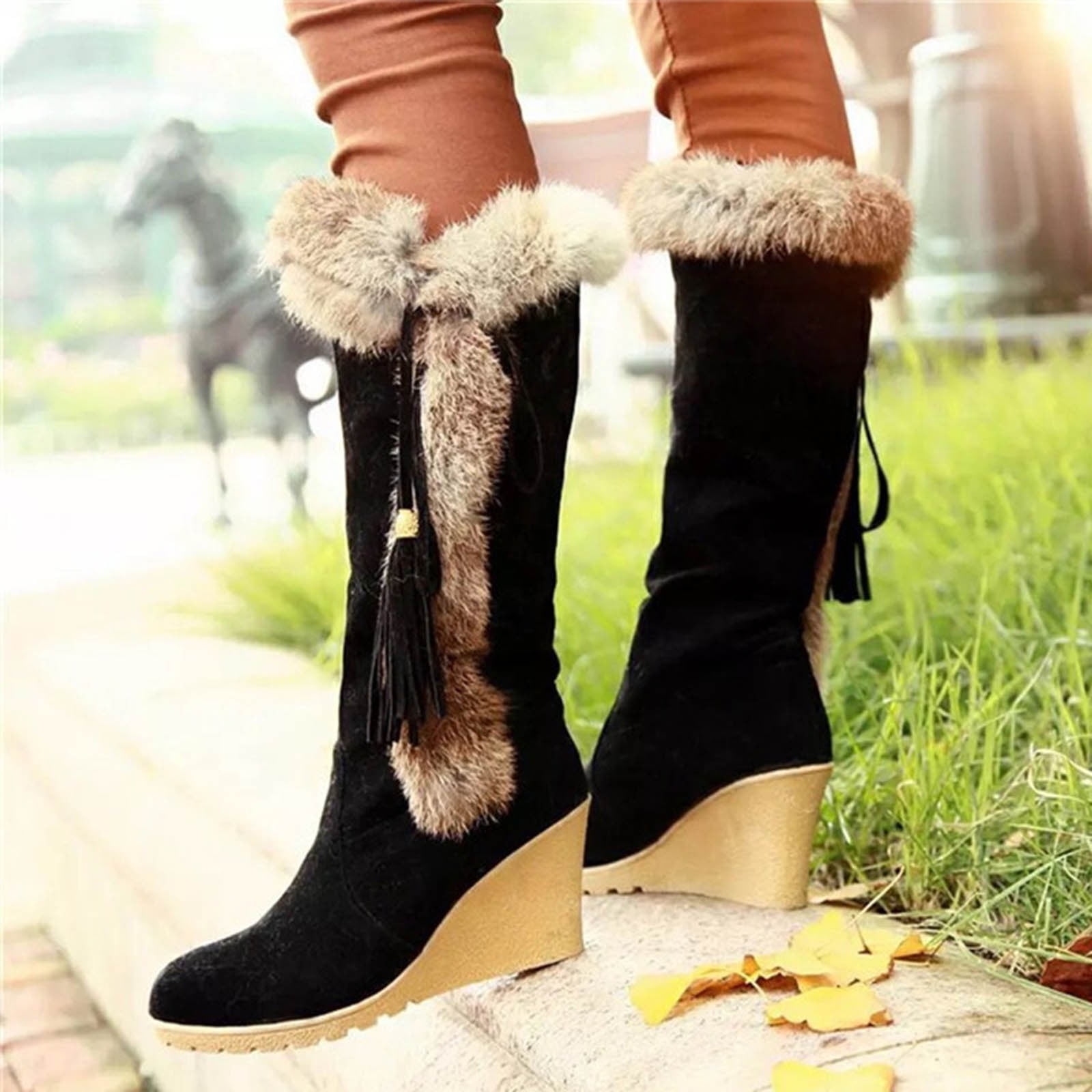 Long furry boots sale