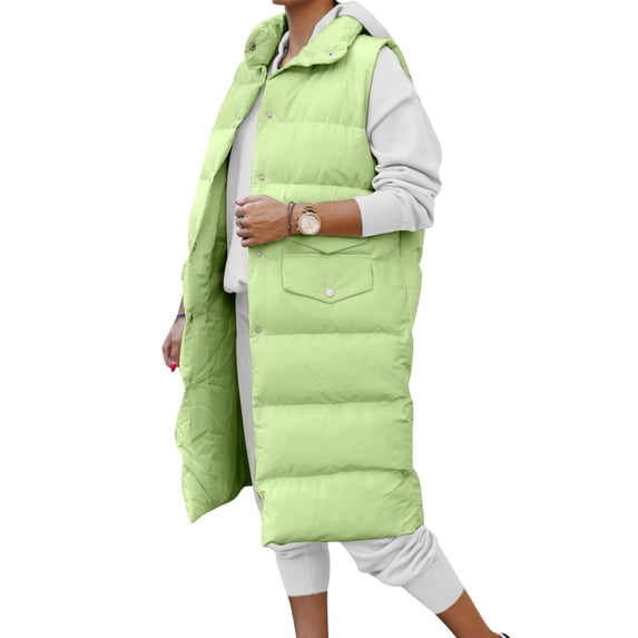 ZMHEGW Coats For Women Long Winter Vest Vest Thermal Padded With Pocket Vest Vest Padded Quilted Outdoor Long Fall Jackets