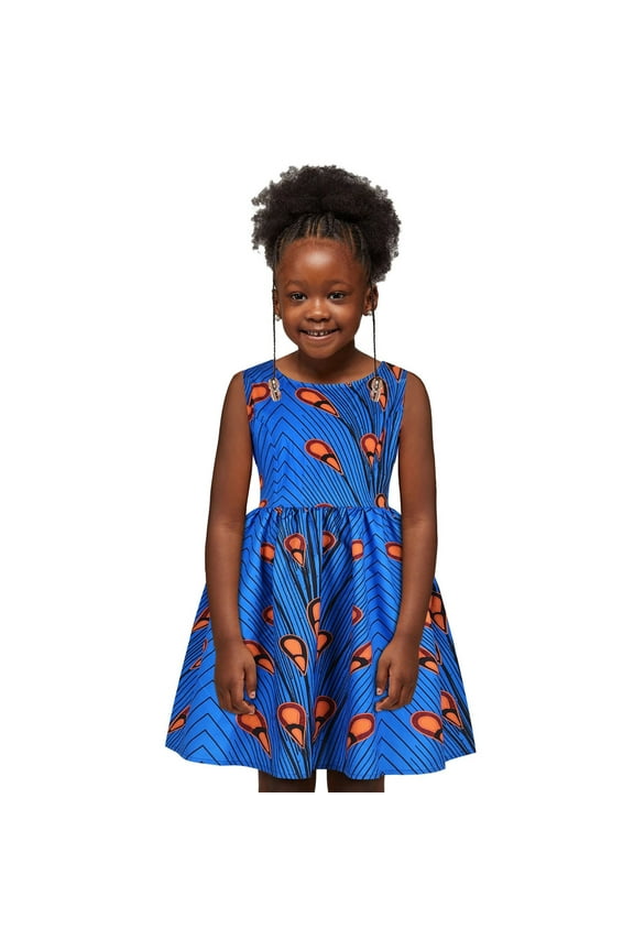 Formal Dresses For Teens Toddler Kids Baby Girls African Dashiki Traditional Style Sleeveless Round Neck Dress Ankara Princess Outfits