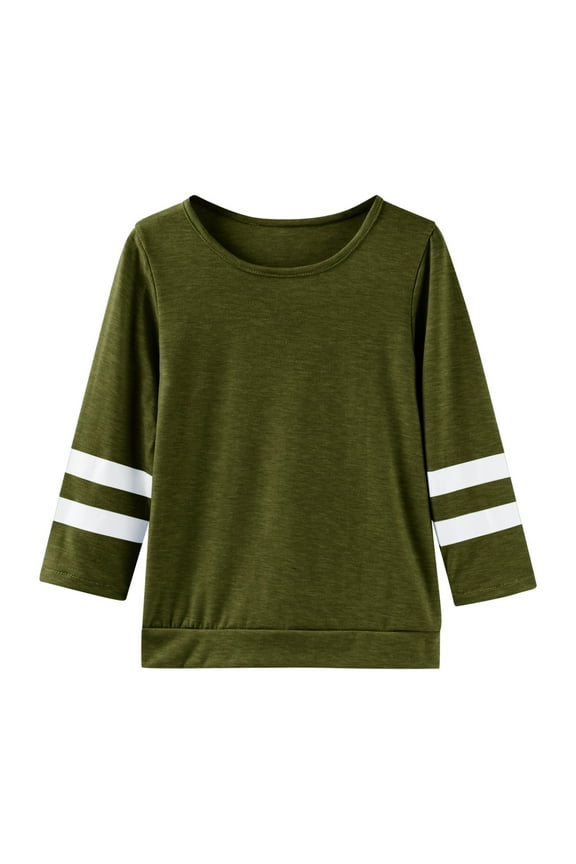 Kids Girls Casual Crewneck Tunic Tops Long Sleeve Pullover Sweatshirt Casual Loose Blouse T-Shirt