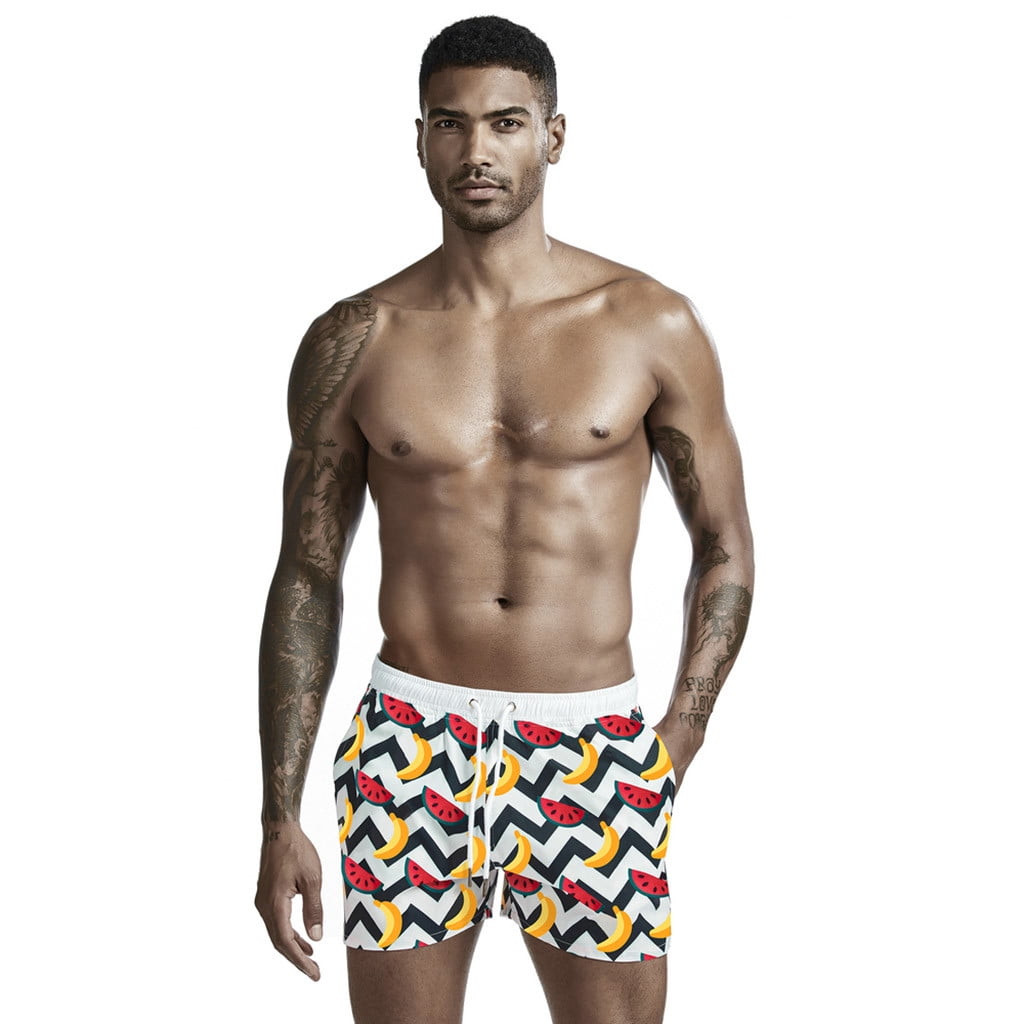 ZMHEGW Mens Trunk Underwear Board Shorts Print Yellow Xxl