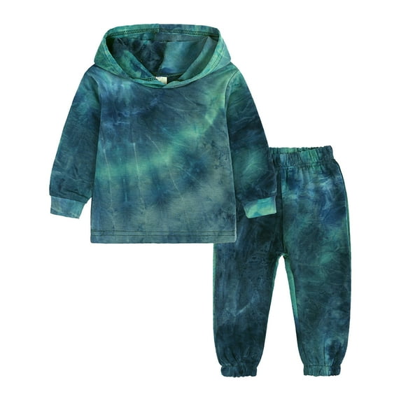 ZMHEGW Outfits for Teens Clothes Sports Casual Tie Dye Prints Long Sleeves Hooded Sweartershirt Elastic Waist Pants Outfits for Kids Girls