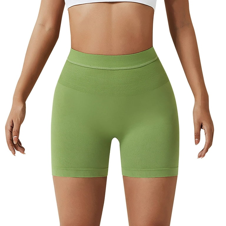 ZMHEGW Plus Size Workout Shorts for Women Yoga Biker Shorts Solid Green Xl  
