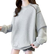 ZMHEGW Sweatshirt for Women Trendy Plus Size Design Round Neck By Ms. Huafu Chic and Comfortable Top