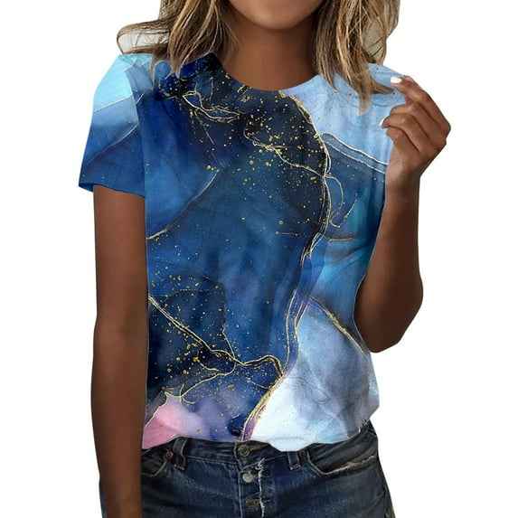 ZMHEGW T Shirts For Women Graphic Fashion Casual Top Shirt Short Sleeve Round Neck Printed Elegant Loose Soft Top Blouse Tshirts