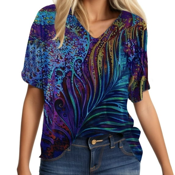ZMHEGW T Shirts For Women Graphic Trendy Crew Neck Short Tops Summer Fashion Casual Sleeve Tee Printed Blouse Tshirts