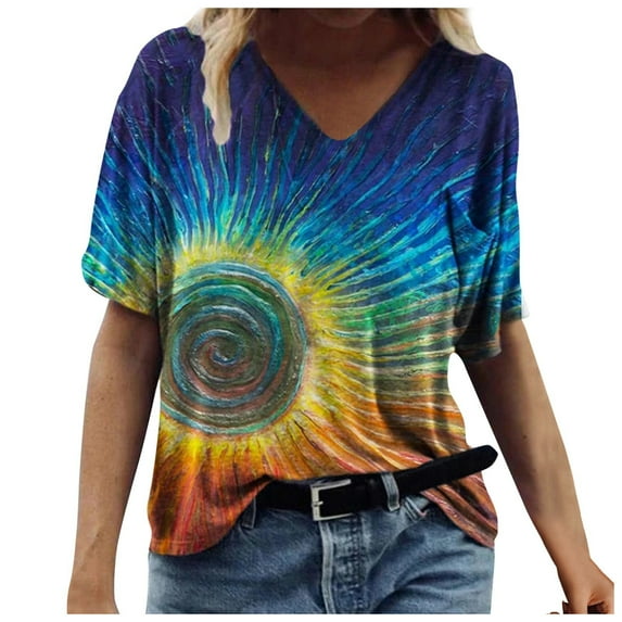 ZMHEGW T Shirts For Women Graphic Trendy Summer Sleeve Casual Tops Tee Short Printed Crew Neck Fashion Blouse Tshirts