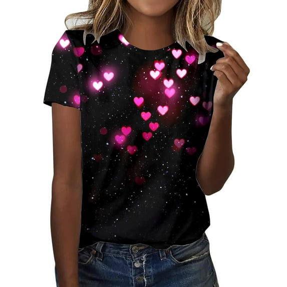 ZMHEGW T Shirts For Women Graphic Vintage Fashion Casual Top Shirt Short Sleeve Round Neck Printed Elegant Loose Soft Top Blouse Tshirts