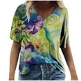 thumbnail image 1 of ZMHEGW T Shirts For Women Graphic Vintage Scenic Round Size Casual Tops Neck Plus Flowers Fashion Printing Blouse Tshirts, 1 of 2