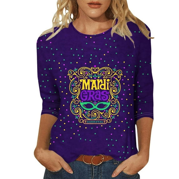 ZMHEGW T Shirts For Women Loose Fit Printed Shirt 3/4 Sleeve Tunic Tops Crewneck Blouse Tshirts