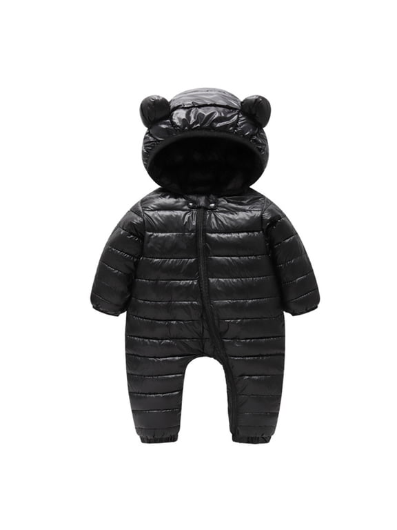 Toddler Cute Jacket Baby Girls Boys Winter Warm Snowsuit Bear Ears Hooded Jumpsuit Down Coat Romper Padded Outwear Warm Outwear 12-18 Months