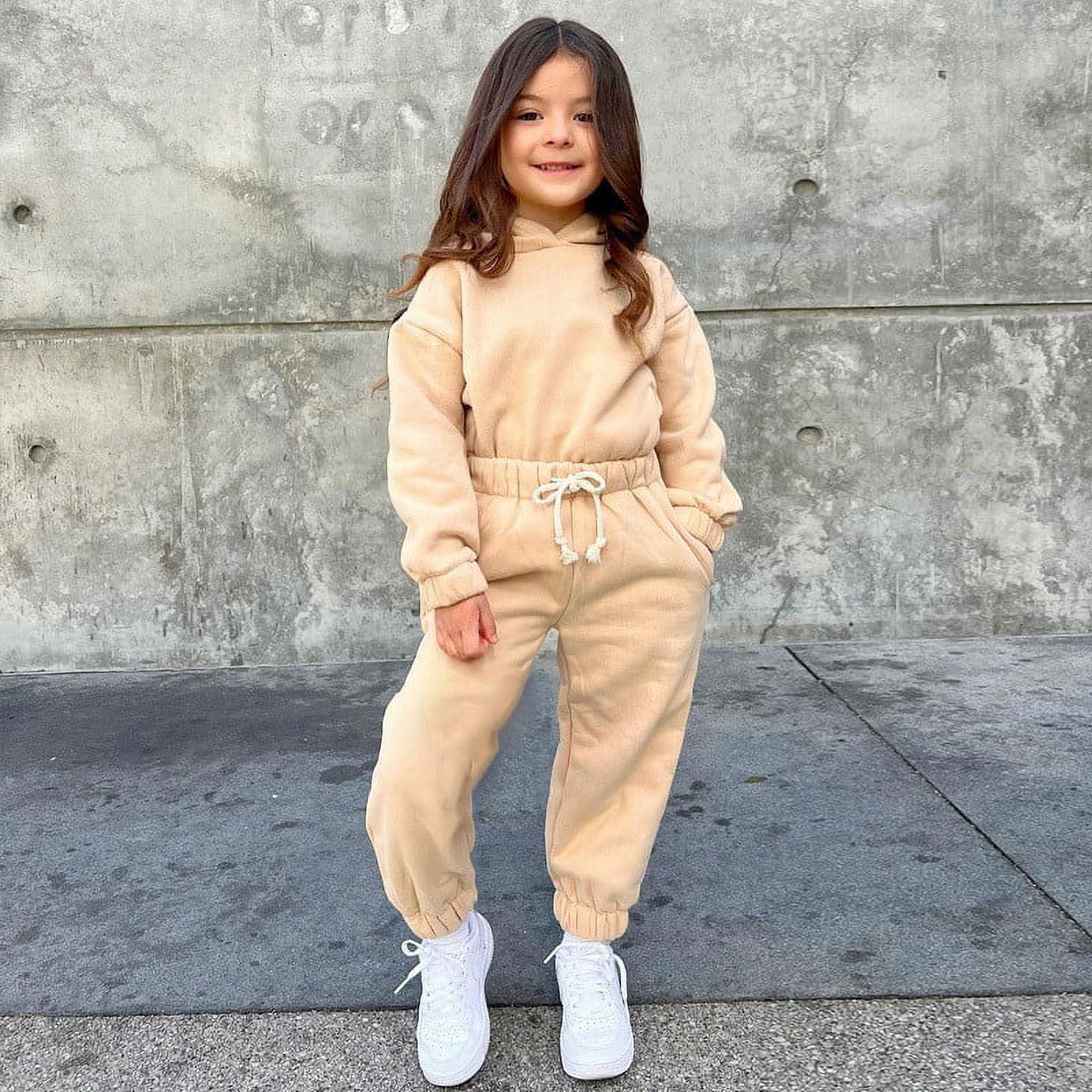 ZMHEGW Toddler Fall Outfits Kids Baby Girls Boys Autumn Winter Solid Cotton Long Sleeve Tops Pullover Sweatshirt Set Clothes Outfits Set Walmart