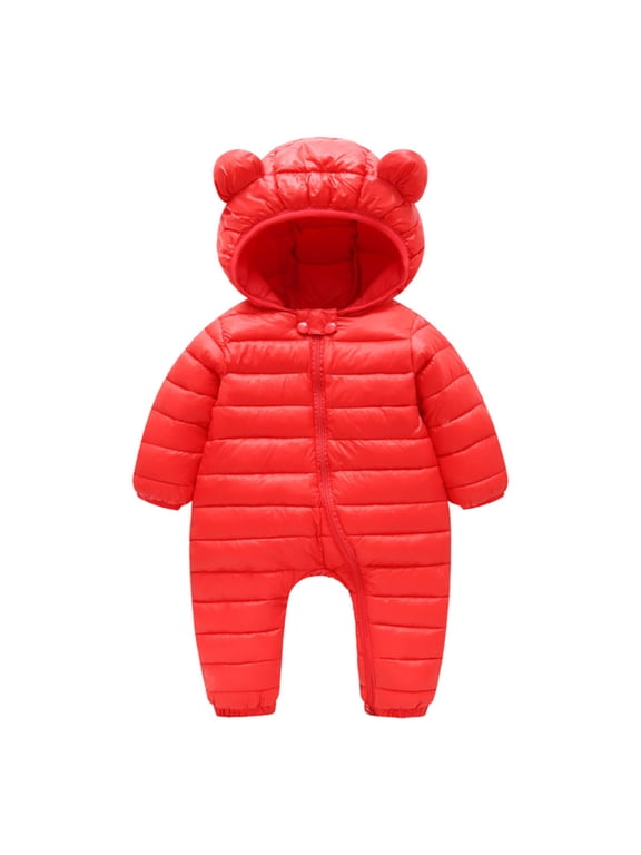 Toddler Jacket Baby Girls Boys Winter Warm Snowsuit Bear Ears Hooded Jumpsuit Down Romper Padded Outwear Coat Outwear 18-24 Months
