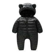 ZMHEGW Toddler Jacket Baby Girls Boys Winter Warm Snowsuit Bear Ears Hooded Jumpsuit Down Romper Padded Outwear Coat Outwear 18-24 Months