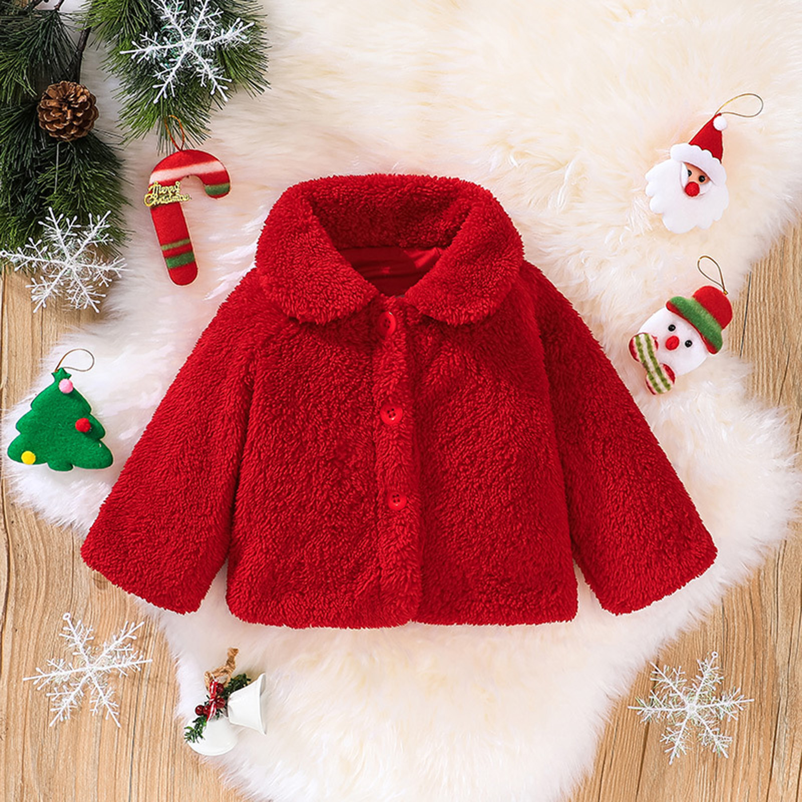 ZMHEGW Toddler Jackets Baby Girls Christmas Res Tollder Winter Warm