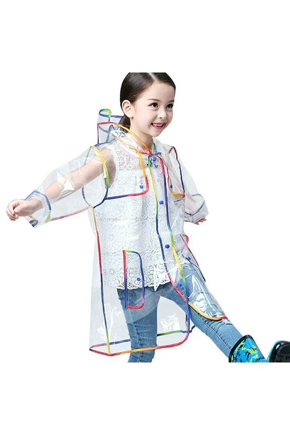 Toddler Kids Jackets Children's Hooded Fashion Transparent Rainbow Thick Raincoat