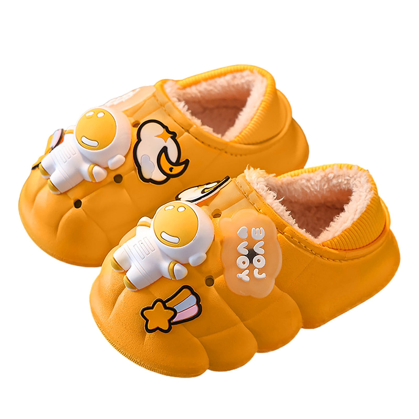 ZMHEGW Winter Cartoon Astronaut Children Cotton Slippers Boys Girls